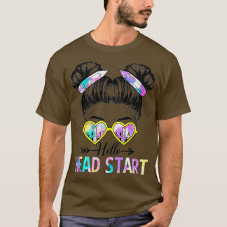 Hallo Head Start Gefärbte Krawatte Messy Bun Kids T-Shirt
