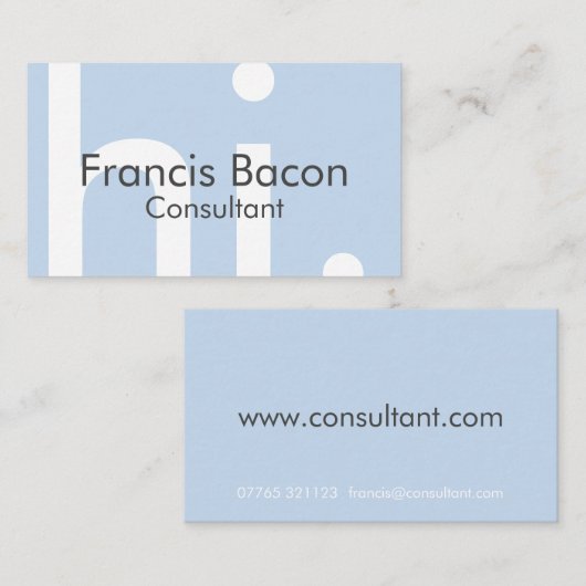 Hallo hellblaue Visitenkarte (Vorne/Hinten)