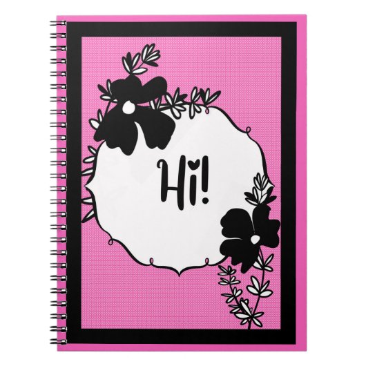 Hallo! – Helles florales Hallo Notizbuch Notizblock (Vorderseite)