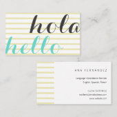 Hallo hello, Dolmetscher, Übersetzer Professor Visitenkarte (Vorne/Hinten)