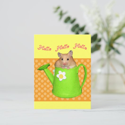 Hallo hello hamster postkarte (Stehend Vorderseite)