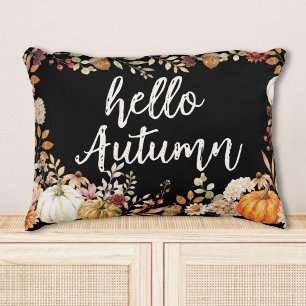 Hallo Herbst Aquarell Ernte Kürbis Botanisch Dekokissen