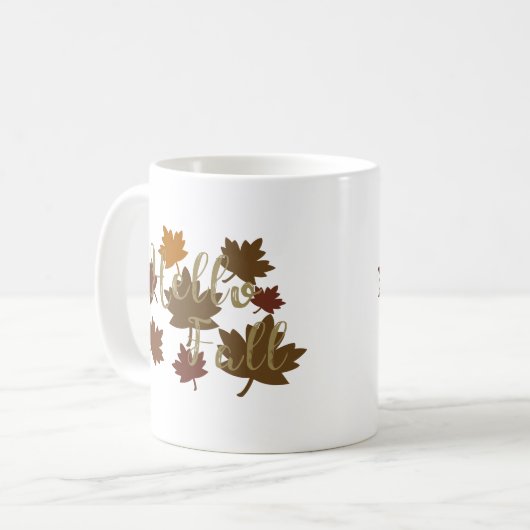 Hallo Herbst Aquarellfarbe Herbst Blätter Oktober Kaffeetasse (Vorderseite Links)