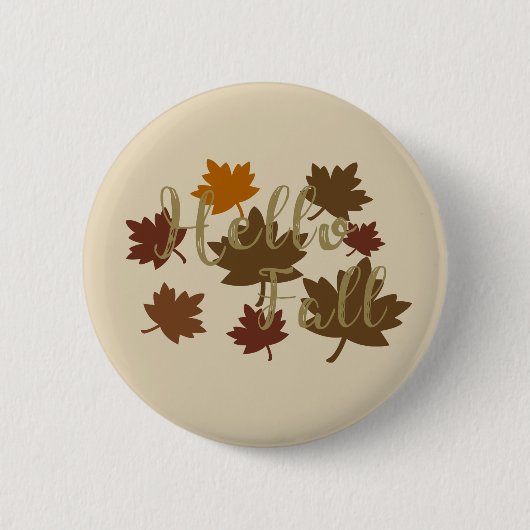 Hallo Herbst Aquarellfarben Herbstblätter Button (Vorderseite)