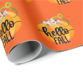 Hallo Herbst Autumn Text und Farbe anpassen Geschenkpapier (Rolleneckpunkt)