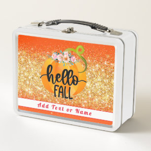 Hallo Herbst Autumn Text und Farbe anpassen Metall Brotdose