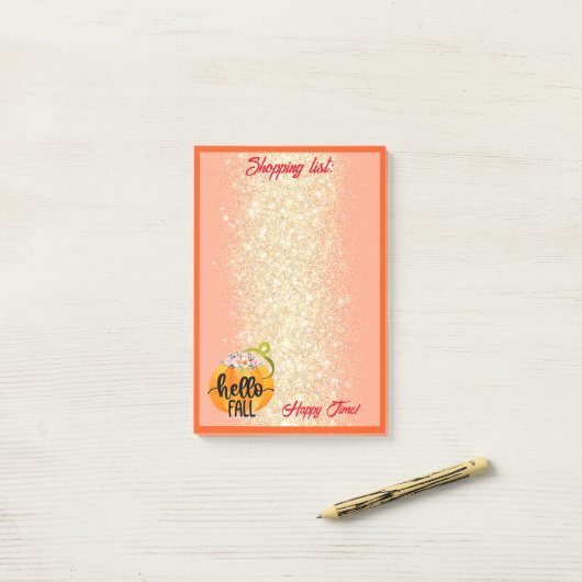 Hallo Herbst Autumn Text und Farbe anpassen Post-it Klebezettel (Auf Schreibtisch)