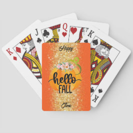 Hallo Herbst Autumn Text und Farbe anpassen Spielkarten