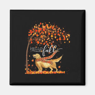 Hallo Herbst Baum Thanksgiving Hundeliebhaber Gold Magnet