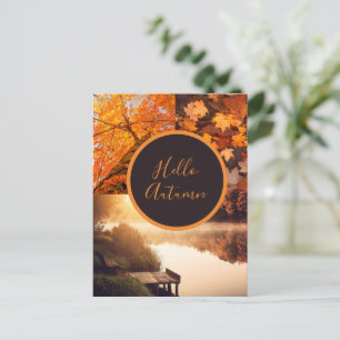 Hallo Herbst Blätter Bäume Foto Erntedank Postkarte