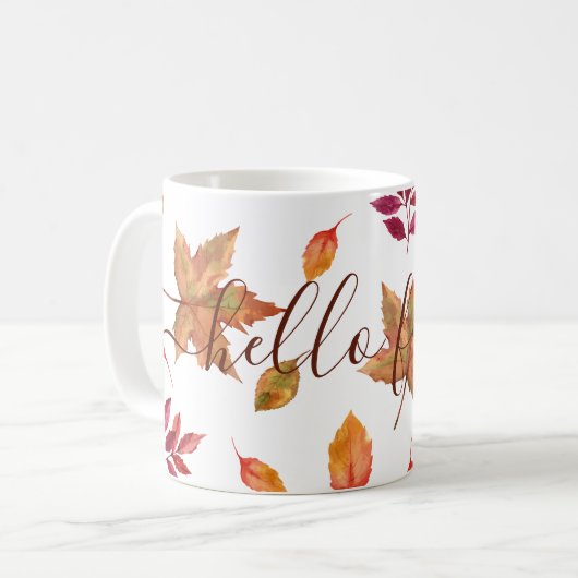 Hallo Herbst-Blattwerk Kaffeetasse (Vorderseite Links)