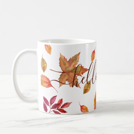 Hallo Herbst-Blattwerk Kaffeetasse (Links)