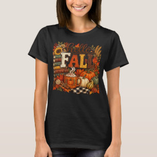 Hallo Herbst Bücher Kürbis Gewürz Warme Herbstkuns T-Shirt