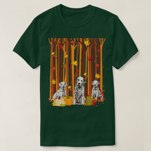 Hallo Herbst Dalmatiner Maple Leaf Fall Pumpkin Me T-Shirt (Design vorne)