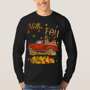 Hallo Herbst Deutscher Hirte Leaf Herbst Roter Lkw T-Shirt