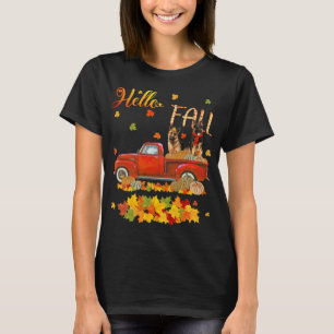 Hallo Herbst Deutscher Hirte Leaf Herbst Roter Lkw T-Shirt