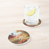 Hallo Herbst Erntedank Landhäuser Pumpkins Getränkeuntersetzer (Seite)