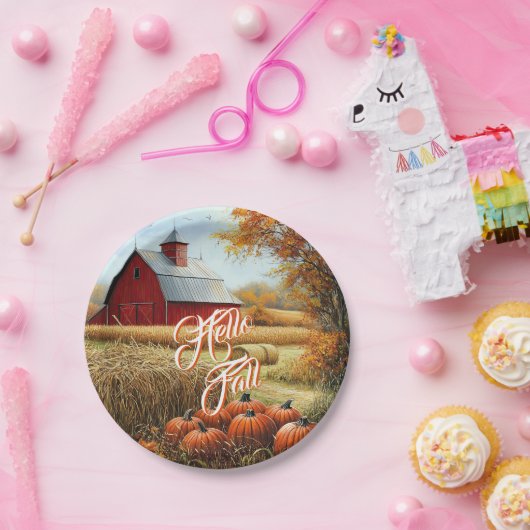 Hallo Herbst Erntedank Landhäuser Pumpkins Pappteller (Party)