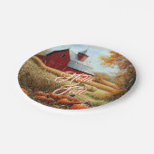 Hallo Herbst Erntedank Landhäuser Pumpkins Pappteller (Schrägansicht)