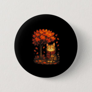Hallo Herbst Erntedankfest Herbst Katze Männer Fra Button