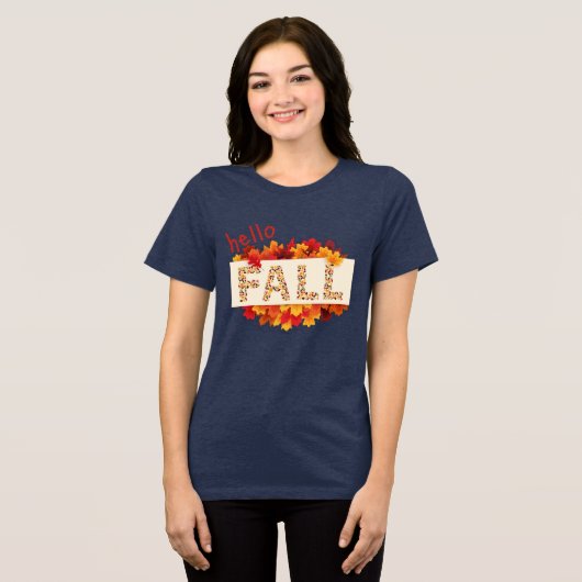 Hallo Herbst farbenfroher Herbst Blätter Grafik Fr Tri-Blend Shirt (Vorderseite voll)