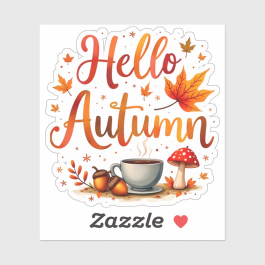 Hallo Herbst, gemütliche Nostalgie Aufkleber (Blatt)