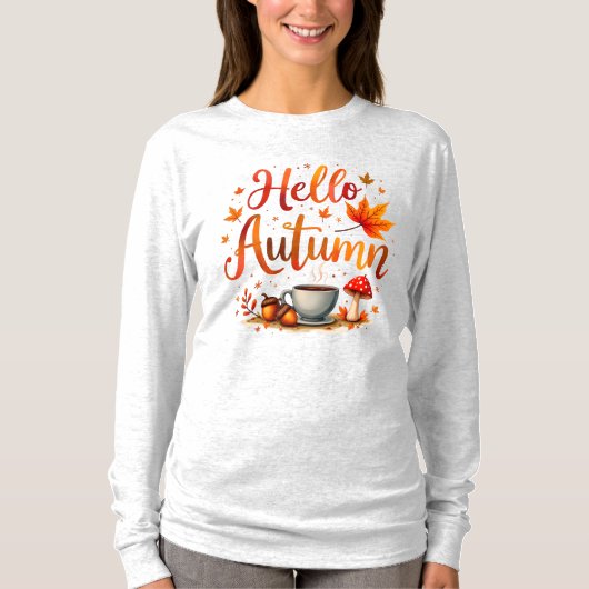 Hallo Herbst, gemütliche Nostalgie T-Shirt (Vorderseite)