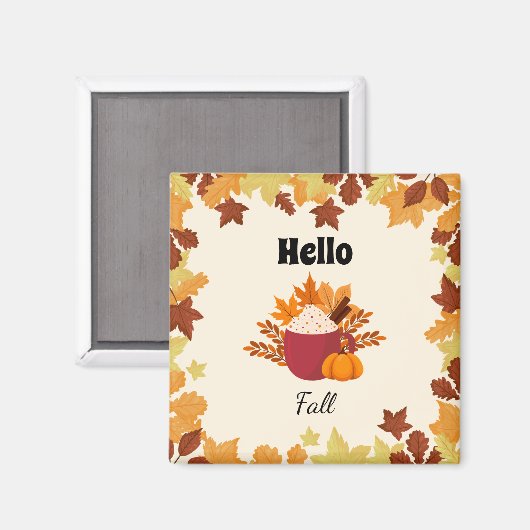 Hallo Herbst Gemütliches Herbstdesign mit Blätter Magnet (Vorderseite/Rückseite)