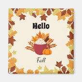 Hallo Herbst Gemütliches Herbstdesign mit Blätter Magnet (Vorne)