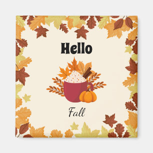 Hallo Herbst Gemütliches Herbstdesign mit Blätter Magnet