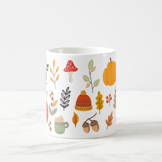 Hallo Herbst glücklicher Herbst Kaffeetasse (Mittel)