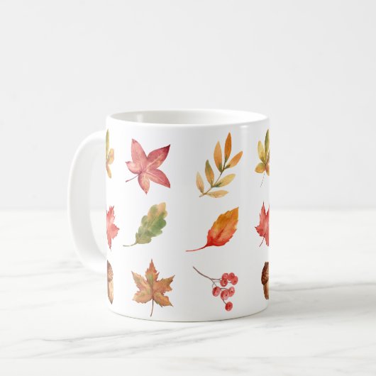 Hallo Herbst glücklicher Herbst Kaffeetasse (Vorderseite Links)