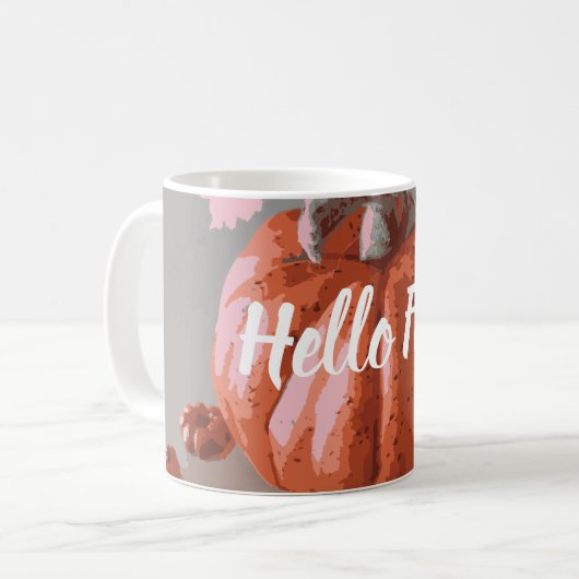 Hallo Herbst Grau und Orange Herbst Pumpkin Kaffeetasse (Vorderseite Links)