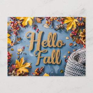 Hallo Herbst Grußkarte mit Blume Postkarte