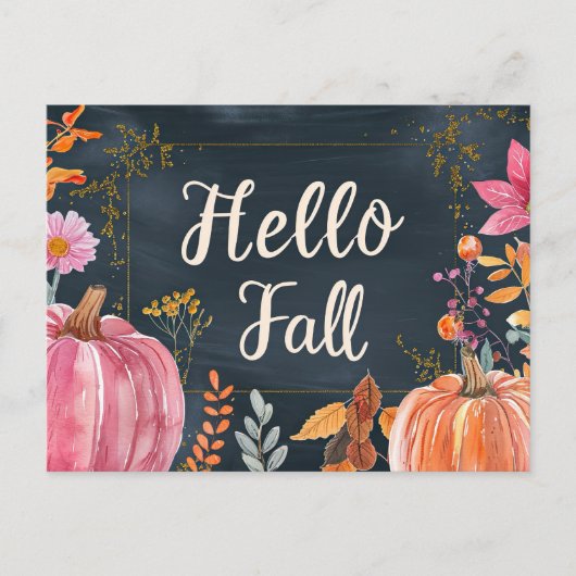 Hallo Herbst Grußkarte mit Blume Postkarte (Vorderseite)