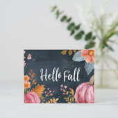 Hallo Herbst Grußkarte mit Blume Postkarte (Stehend Vorderseite)