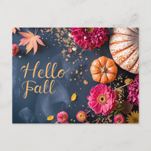 Hallo Herbst Grußkarte mit Blume Postkarte