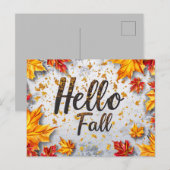 Hallo Herbst Grußkarte mit Blume Postkarte (Vorne/Hinten)