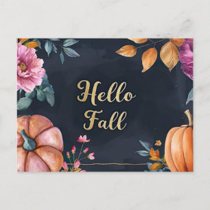 Hallo Herbst Grußkarte mit Blume Postkarte