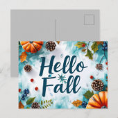 Hallo Herbst Grußkarte mit Blume Postkarte (Vorne/Hinten)