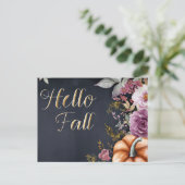 Hallo Herbst Grußkarte mit Blume Postkarte (Stehend Vorderseite)