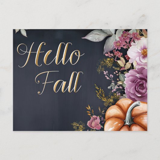 Hallo Herbst Grußkarte mit Blume Postkarte (Vorderseite)