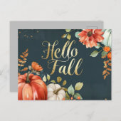 Hallo Herbst Grußkarte mit Blume Postkarte (Vorne/Hinten)