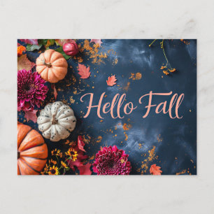 Hallo Herbst Grußkarte mit Blume Postkarte