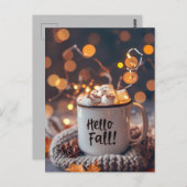 Hallo Herbst Grußkarte mit Tasse Postkarte (Vorne/Hinten)