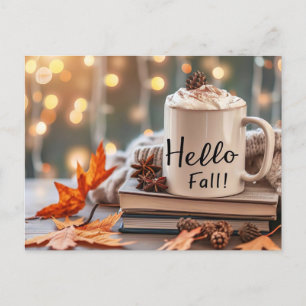 Hallo Herbst Grußkarte mit Tasse Postkarte