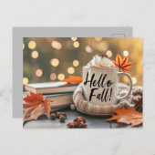 Hallo Herbst Grußkarte mit Tasse Postkarte (Vorne/Hinten)