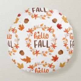 Hallo Herbst Herbst Blätter Nahtloses Muster Rundes Kissen