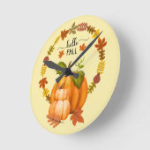 Hallo Herbst Herbst Bleiben Pumpkins Wall Clock Runde Wanduhr (Winkel)
