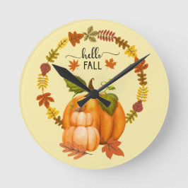 Hallo Herbst Herbst Bleiben Pumpkins Wall Clock Runde Wanduhr